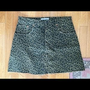 Zara Leopard Denim Skirt